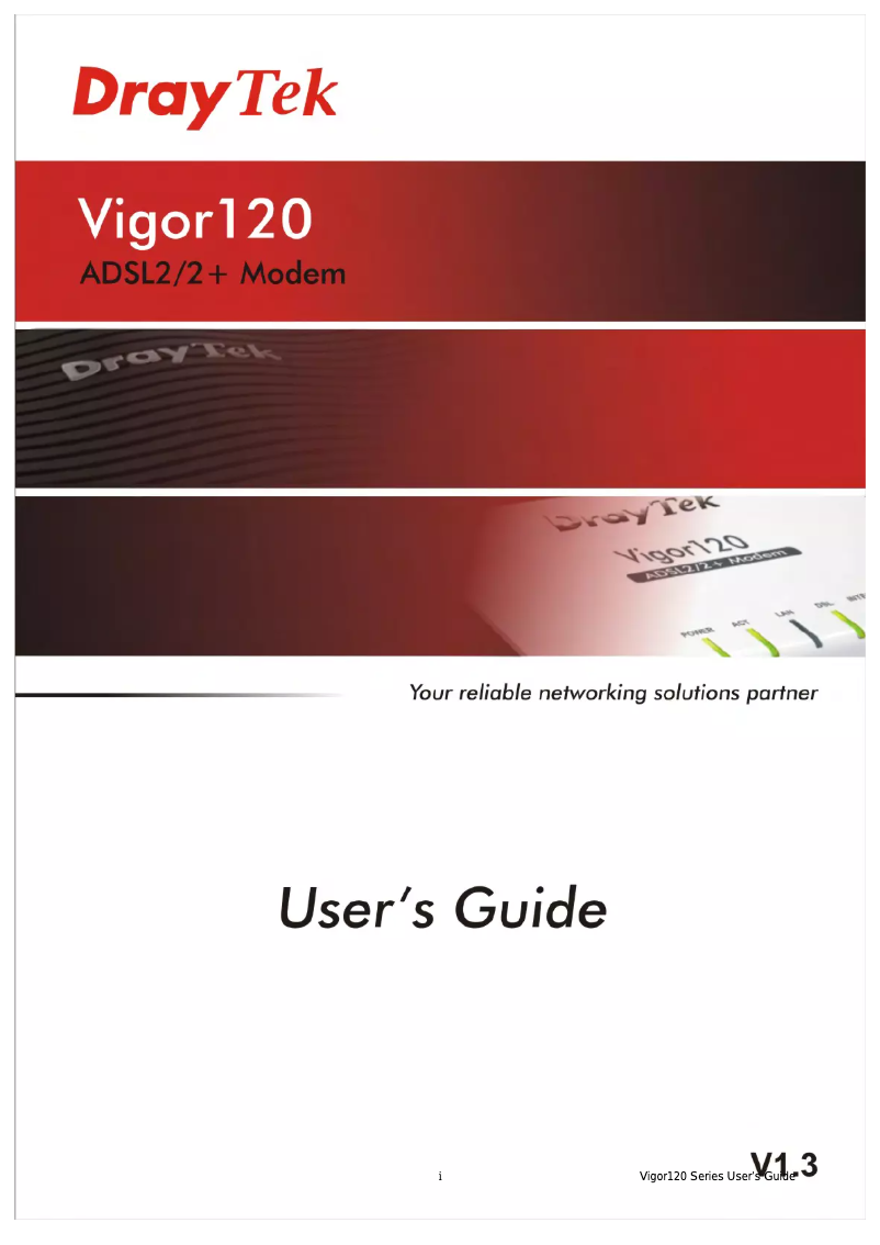 Page 1 of the manual User Manual Draytek Vigor 120 V2