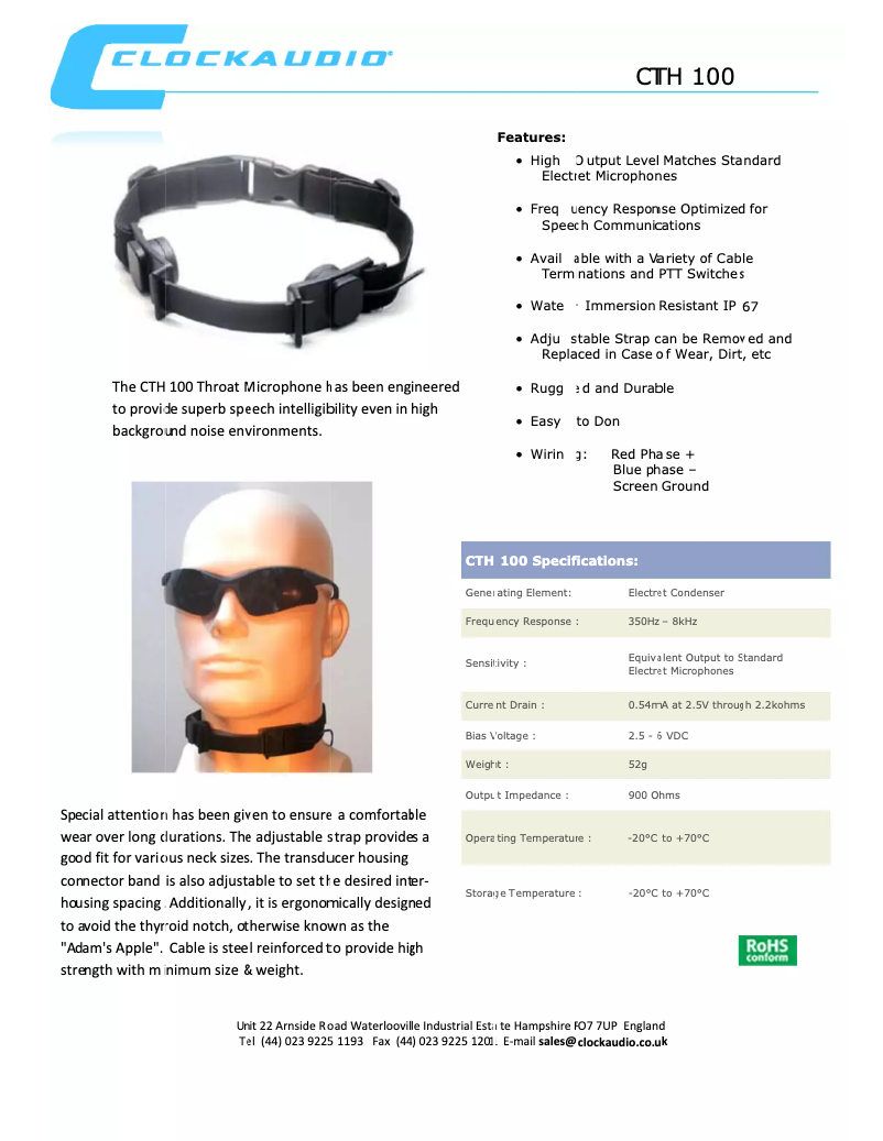 First page image of the manual for CTH 100