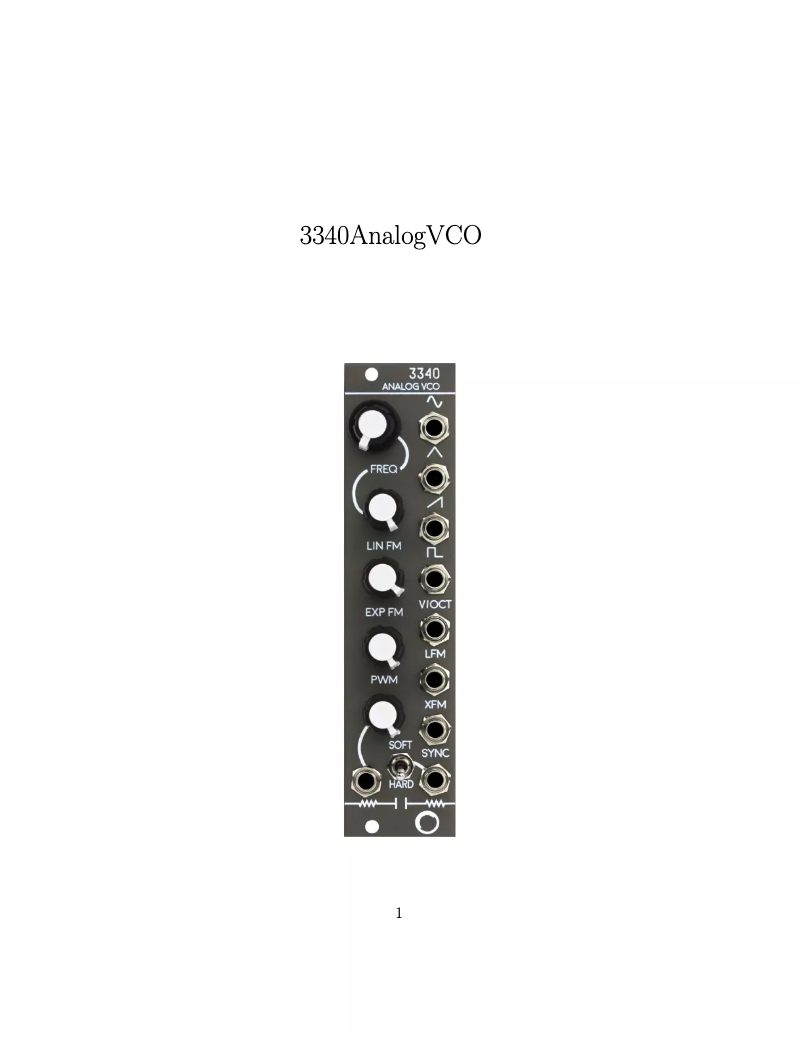 Page 1 of the manual User Manual Electrosmith 3340 Analog VCO