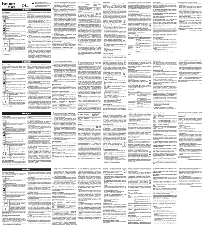 Page 1 of the manual User Manual Beurer FT 09/1