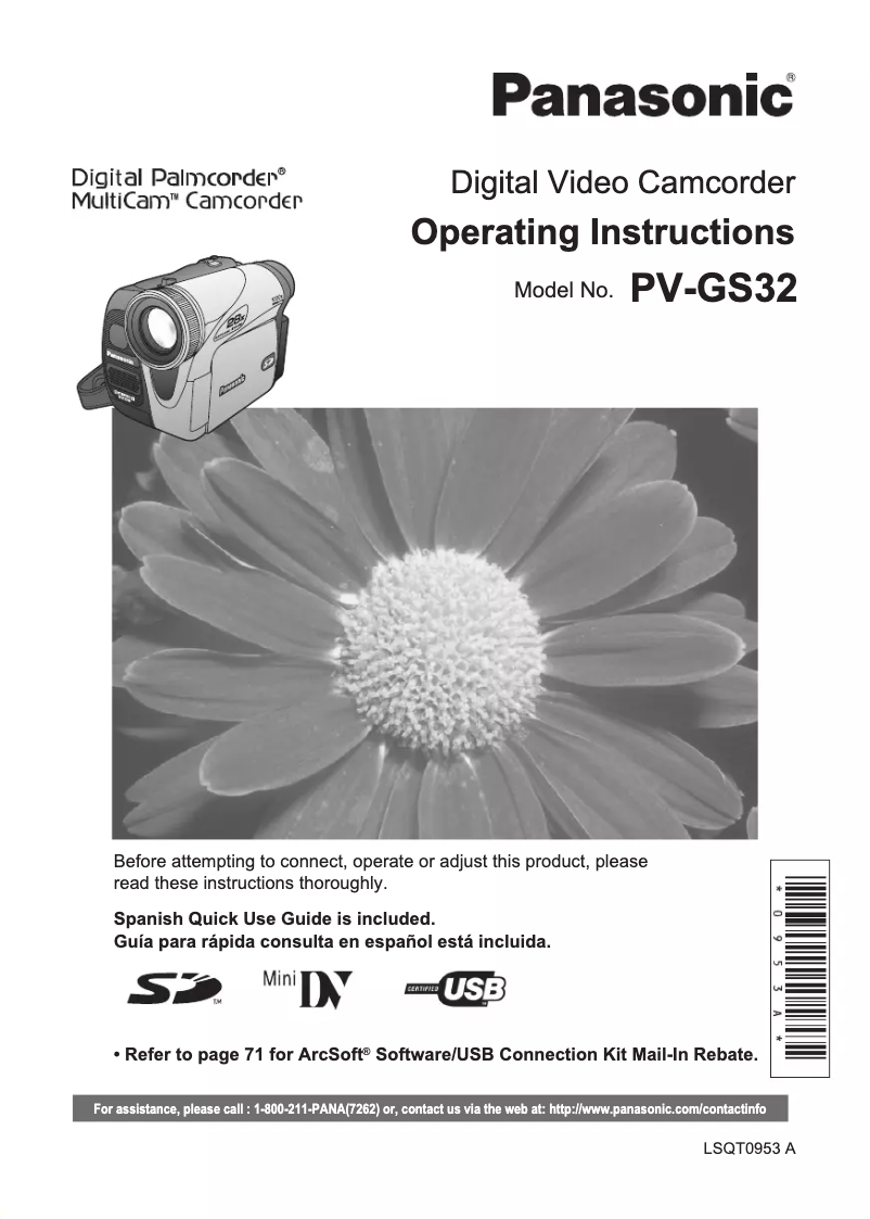 First page image of the manual for PV-GS32