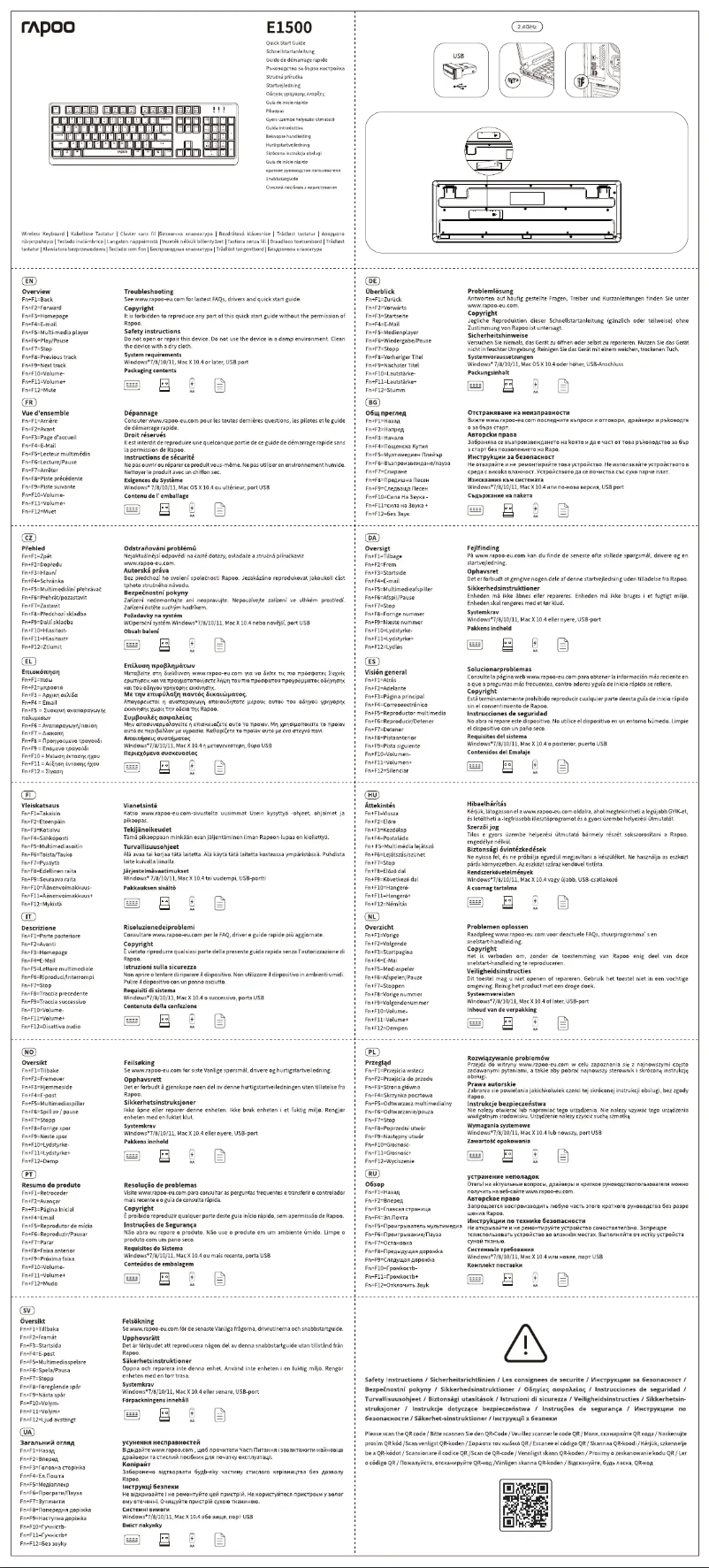 Page 1 of the manual User Manual Rapoo E1500