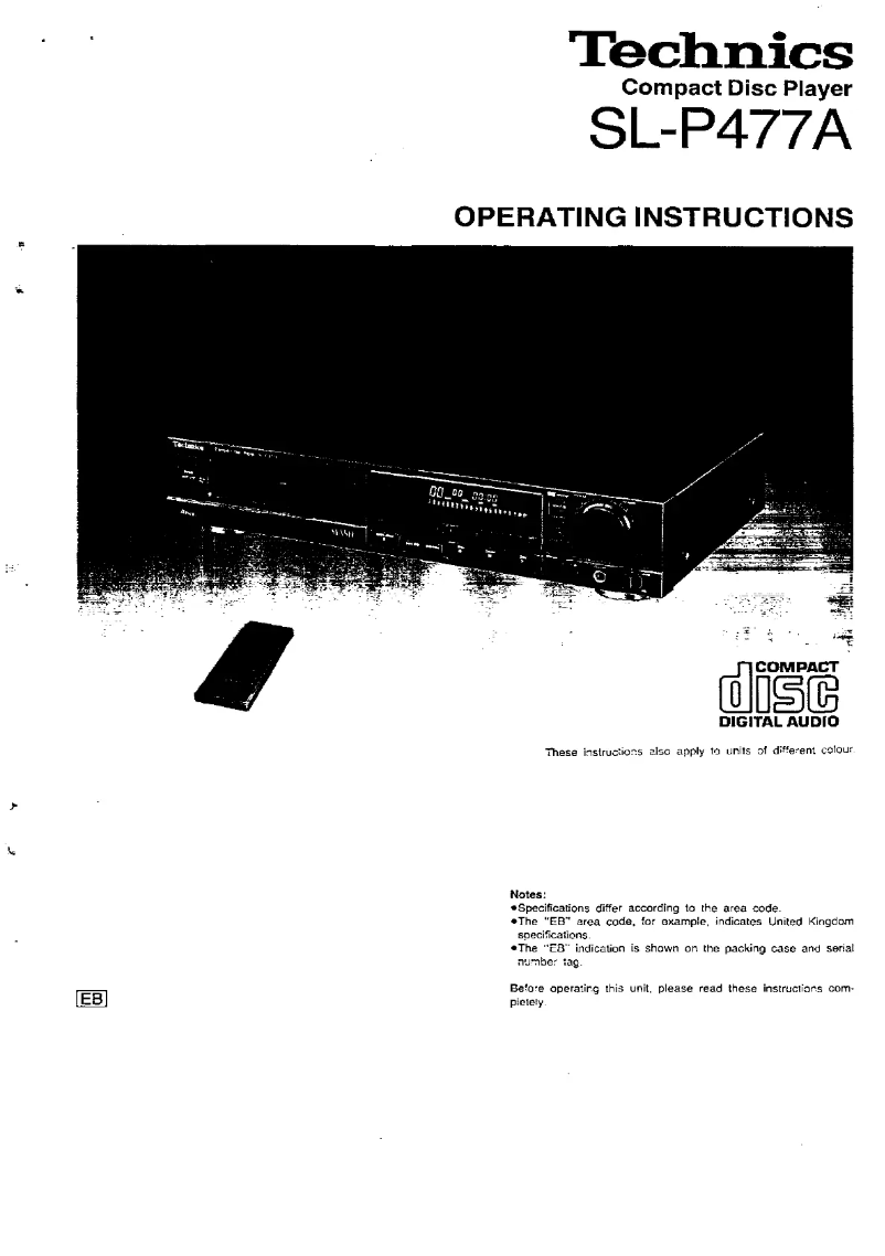 First page image of the manual for SL-P477A