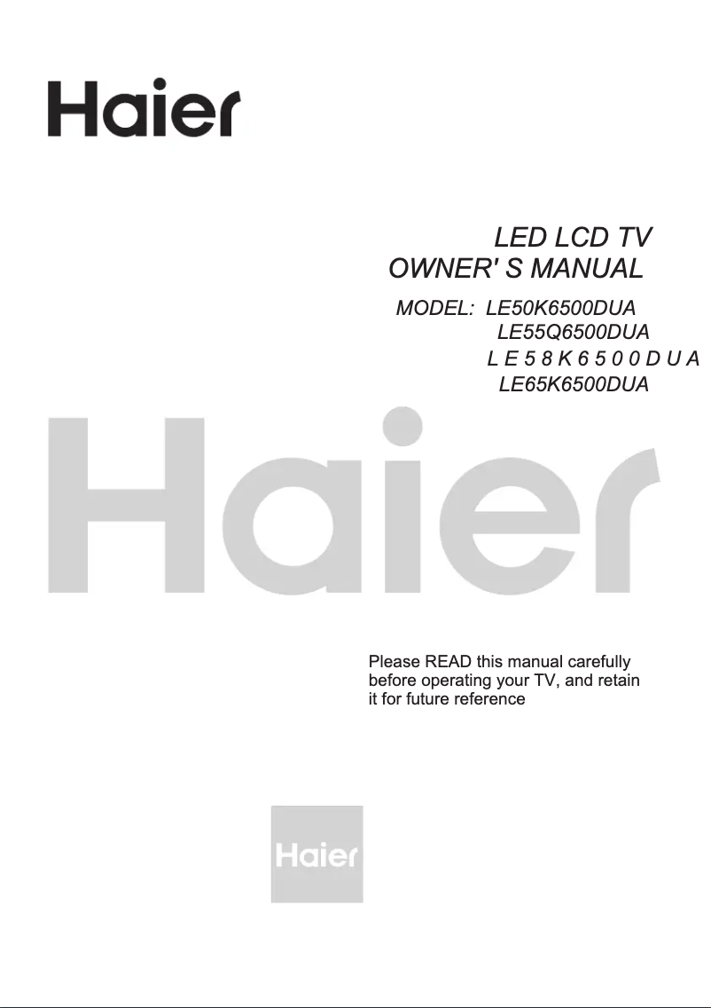 Page 1 of the manual User Manual Haier LE58K6500DUA