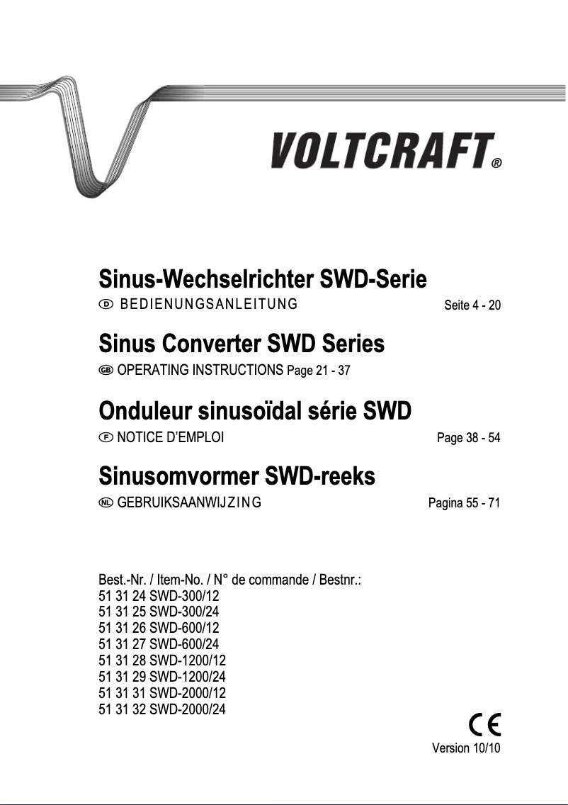 Page 1 of the manual User Manual Voltcraft SWD-2000/24