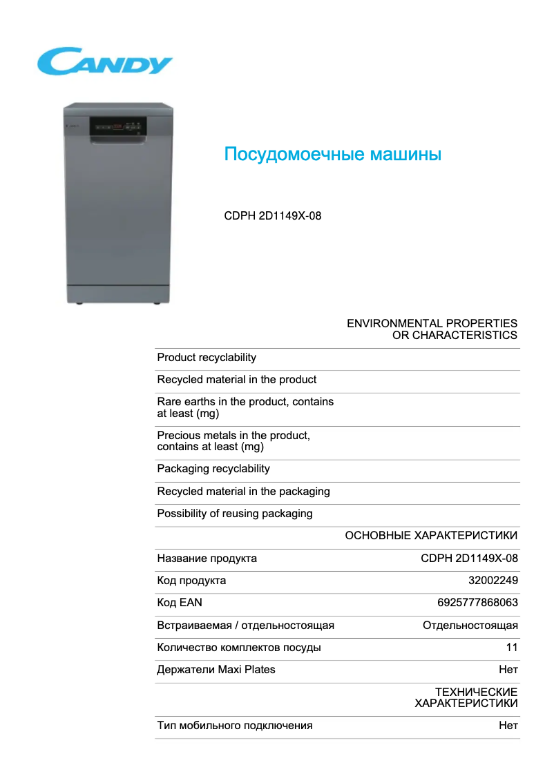 First page image of the manual for CDPH 2D1149X