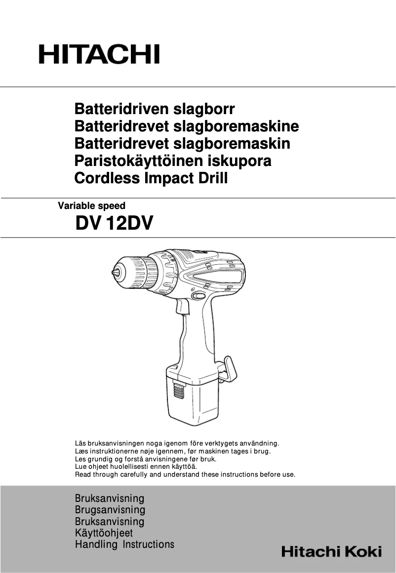 Page 1 of the manual User Manual Hitachi DV 12DV