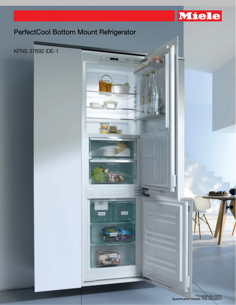 Page 1 of the manual Technical Sheet Miele KFNS 37692 IDE-1