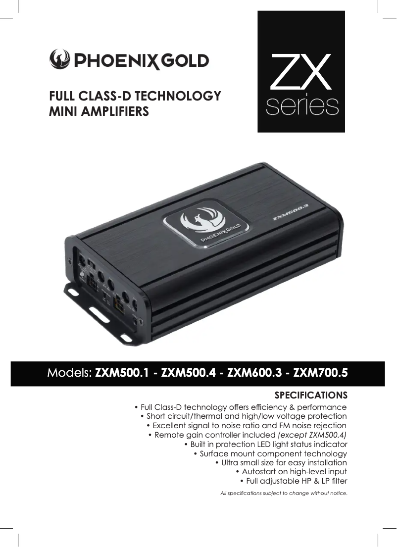 Page 1 of the manual User Manual Phoenix Gold ZXM500.1