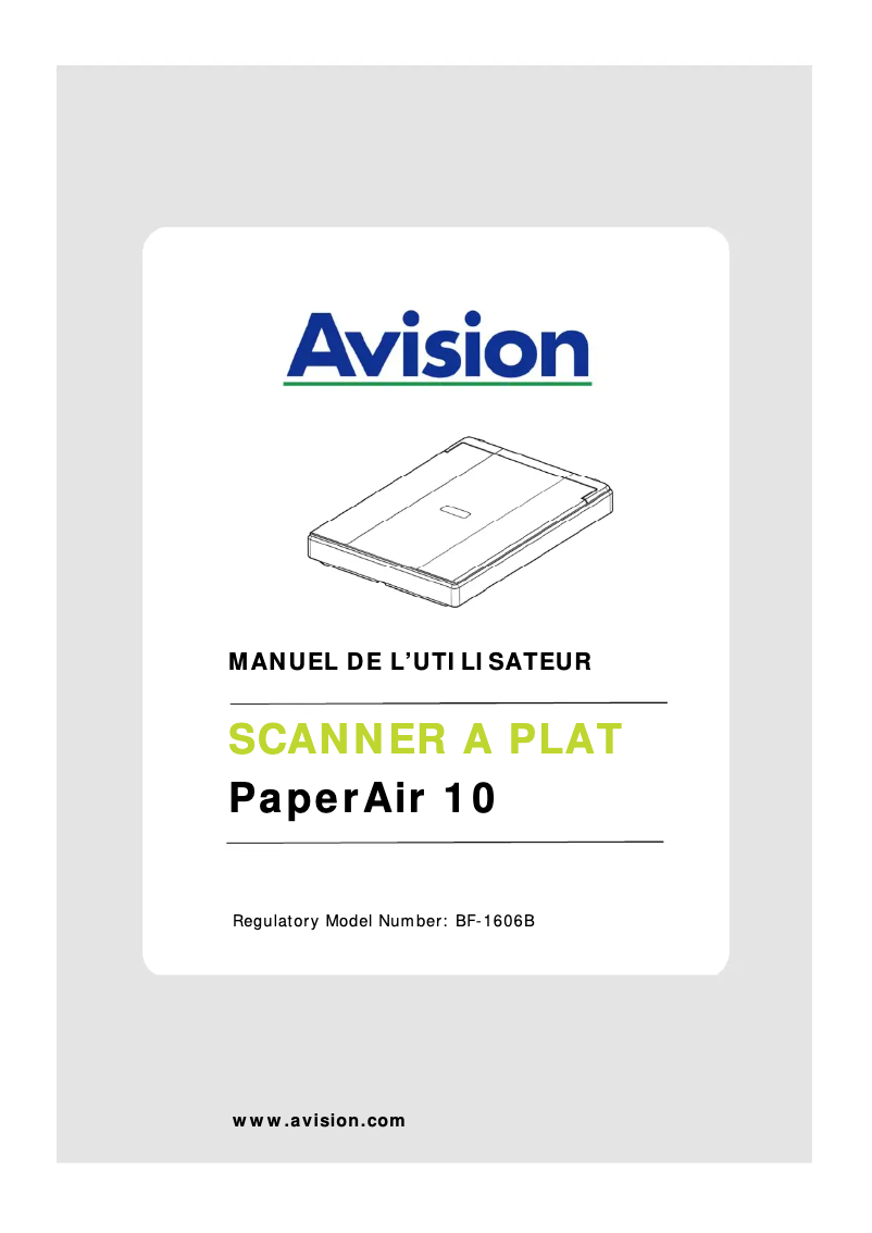 Page 1 of the manual User Manual Avision PaperAir 10