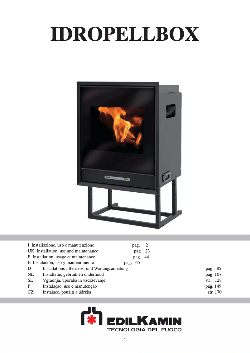 First page image of the manual for IDROPELLBOX