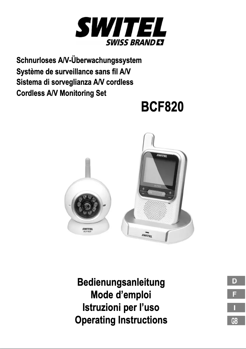 First page image of the manual for BCF820