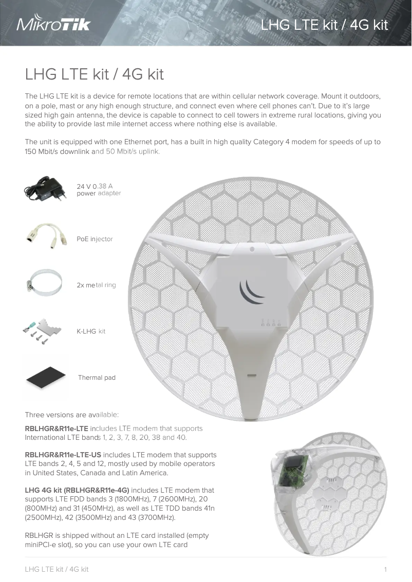 Page 1 of the manual Brochure Mikrotik LHG R