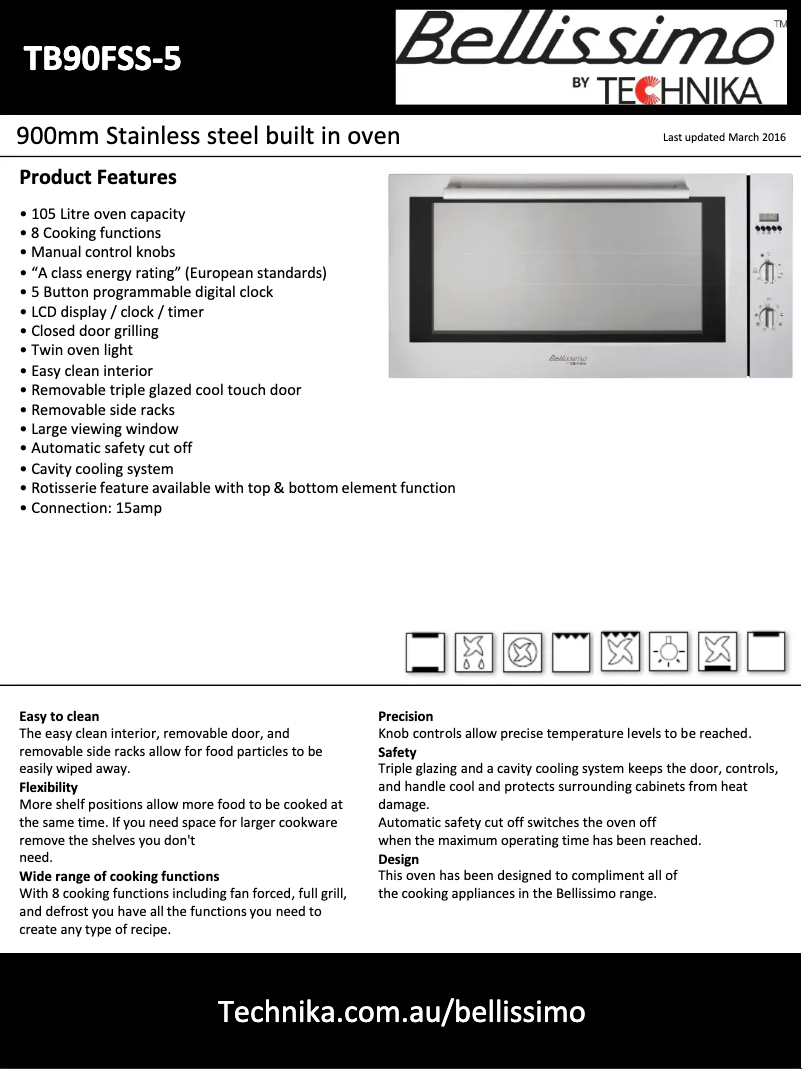 Page 1 of the manual Technical Sheet Technika TB90FSS-5