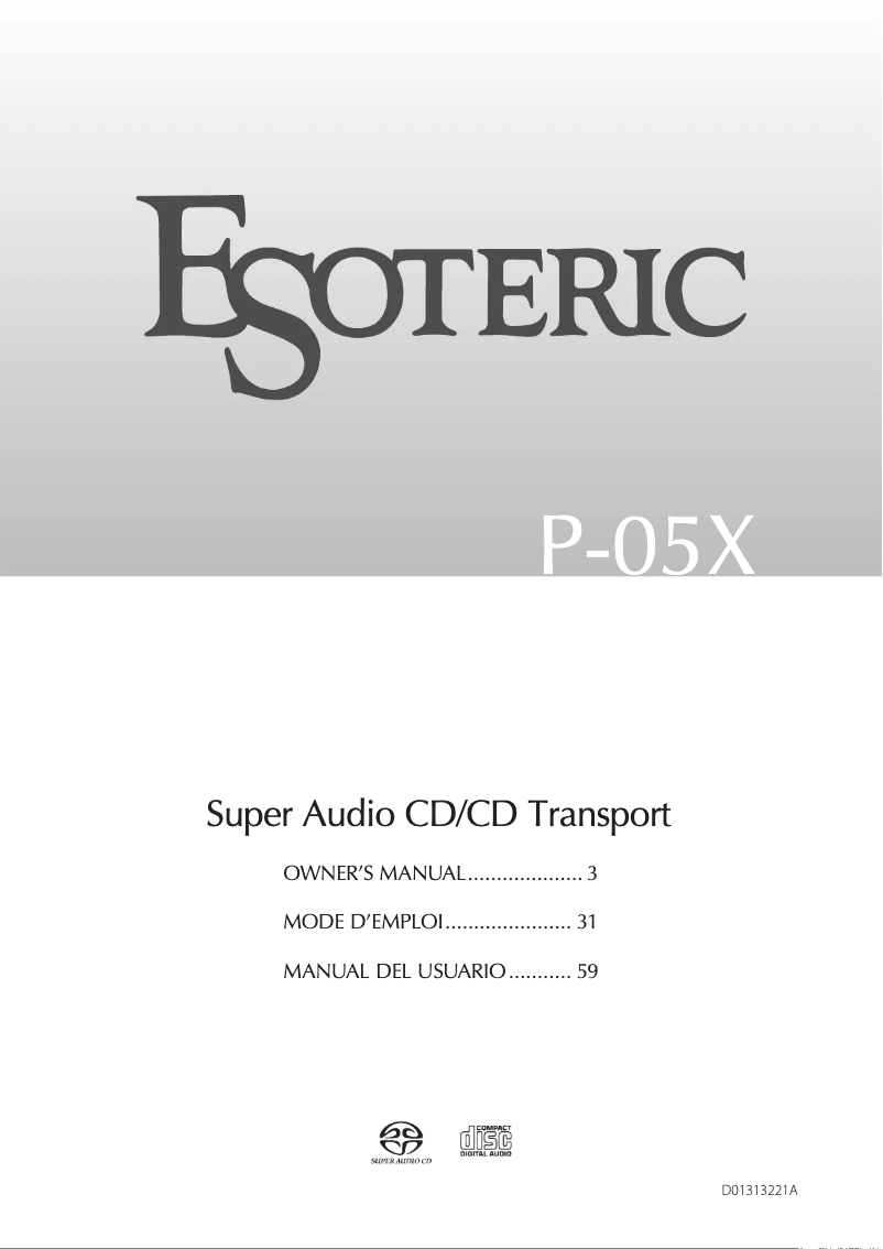 Page 1 of the manual User Manual Esoteric P-05X