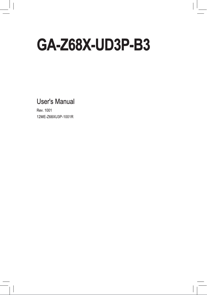 Page 1 of the manual User Manual Gigabyte GA-Z68X-UD3P-B3