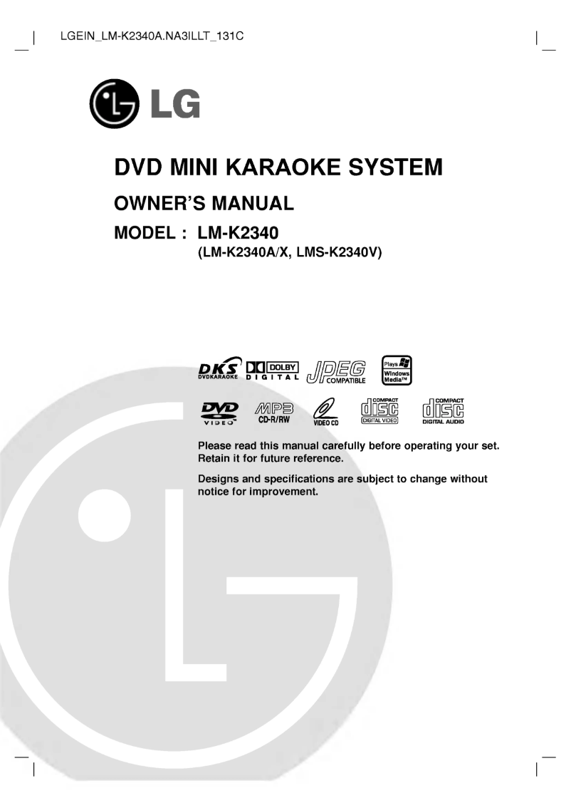 First page image of the manual for LM-K2340A