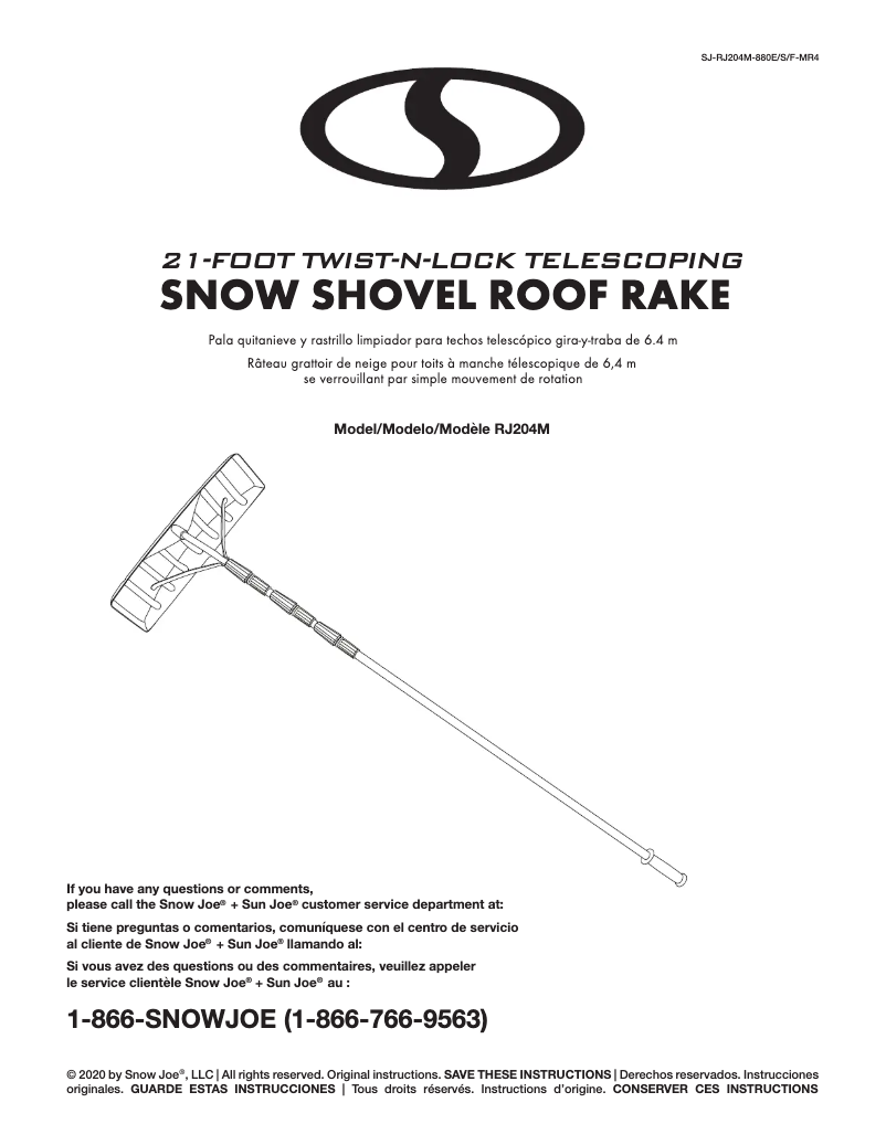 Page 1 of the manual User Manual Snow Joe RJ204M