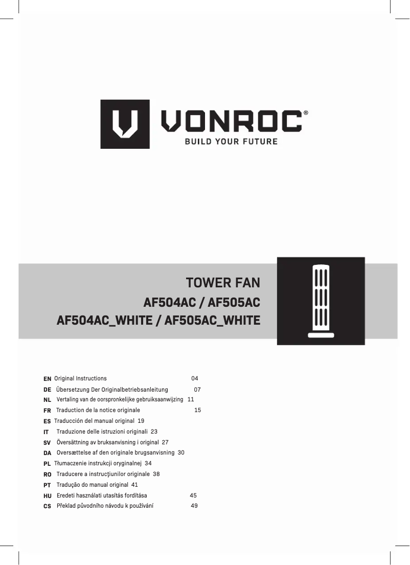 Page 1 of the manual User Manual Vonroc AF505AC