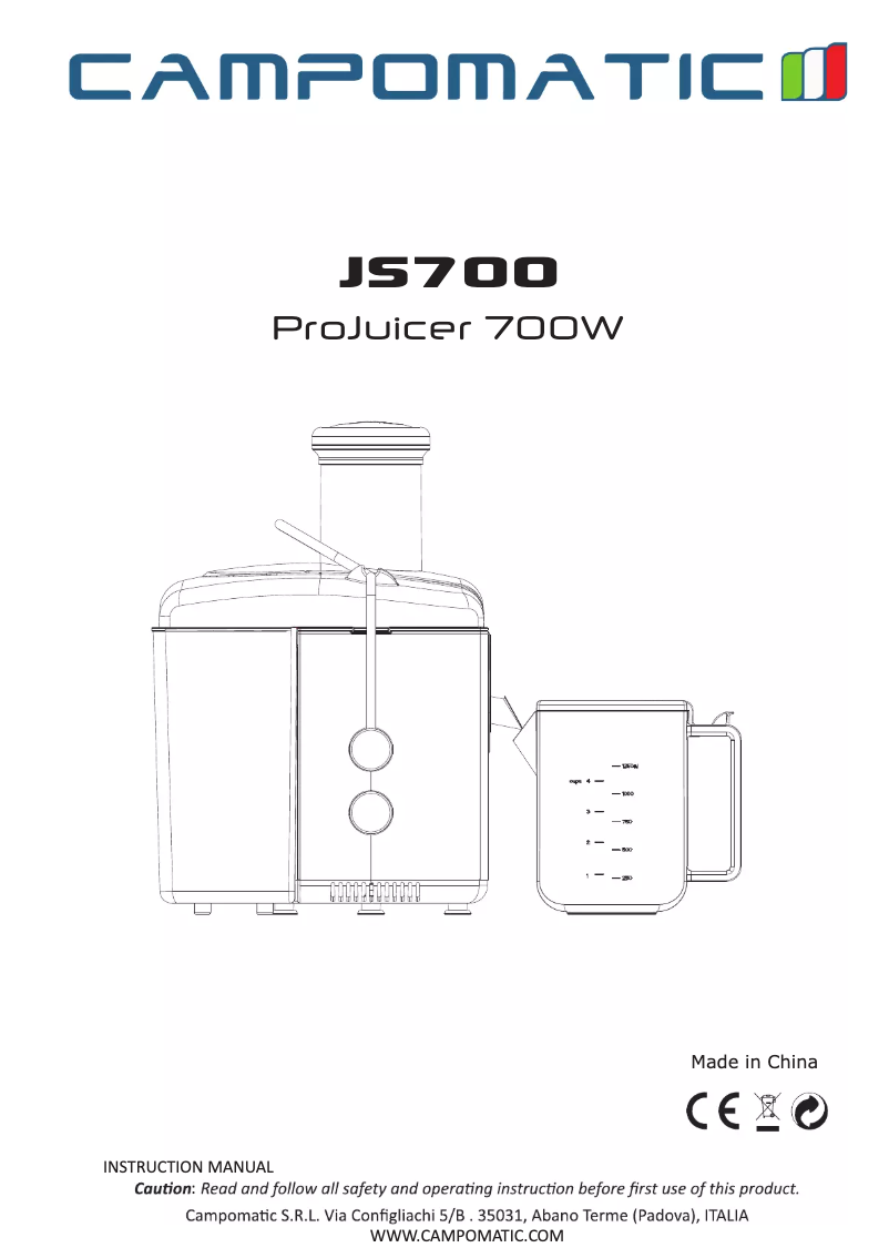 First page image of the manual for JS700