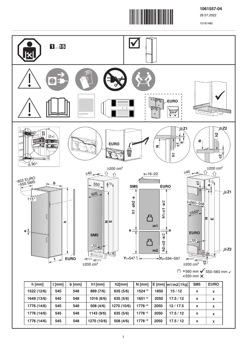 Page 1 of the manual User Manual V-Zug CombiCooler V2000 152NI integrato a destra