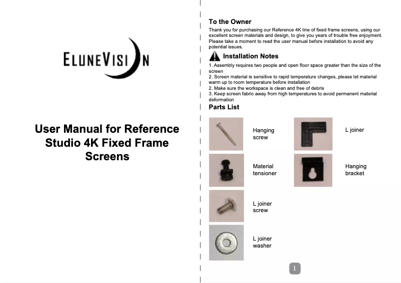 Page 1 of the manual User Manual EluneVision Reference Studio