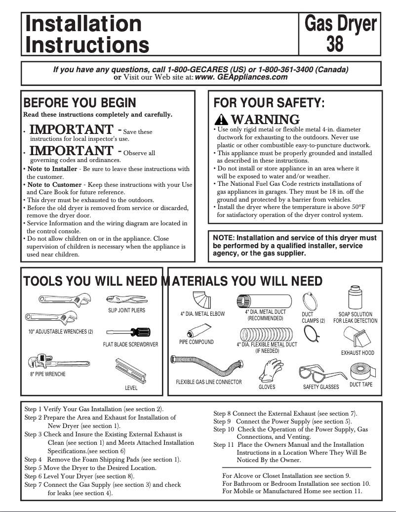Page 1 of the manual Installation Guide Hotpoint NJSR453GWAA