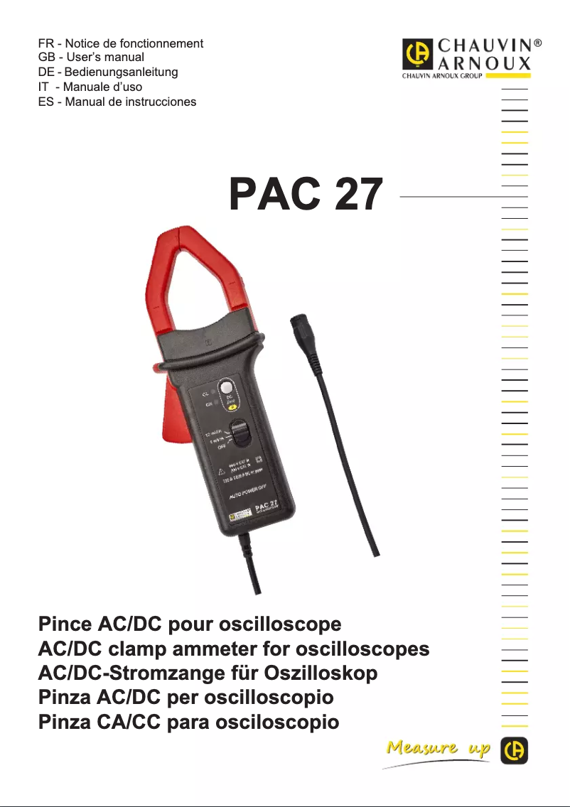 Page 1 of the manual User Manual Chauvin Arnoux PAC 27