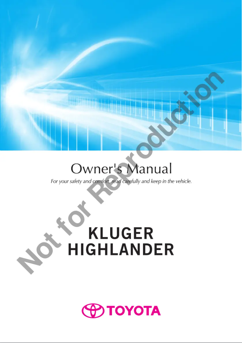 Page 1 of the manual User Manual Toyota Kluger (2017)
