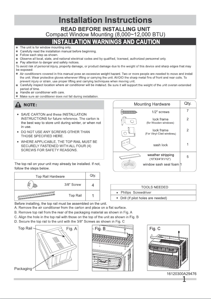 First page image of the manual for FHWH084WB1