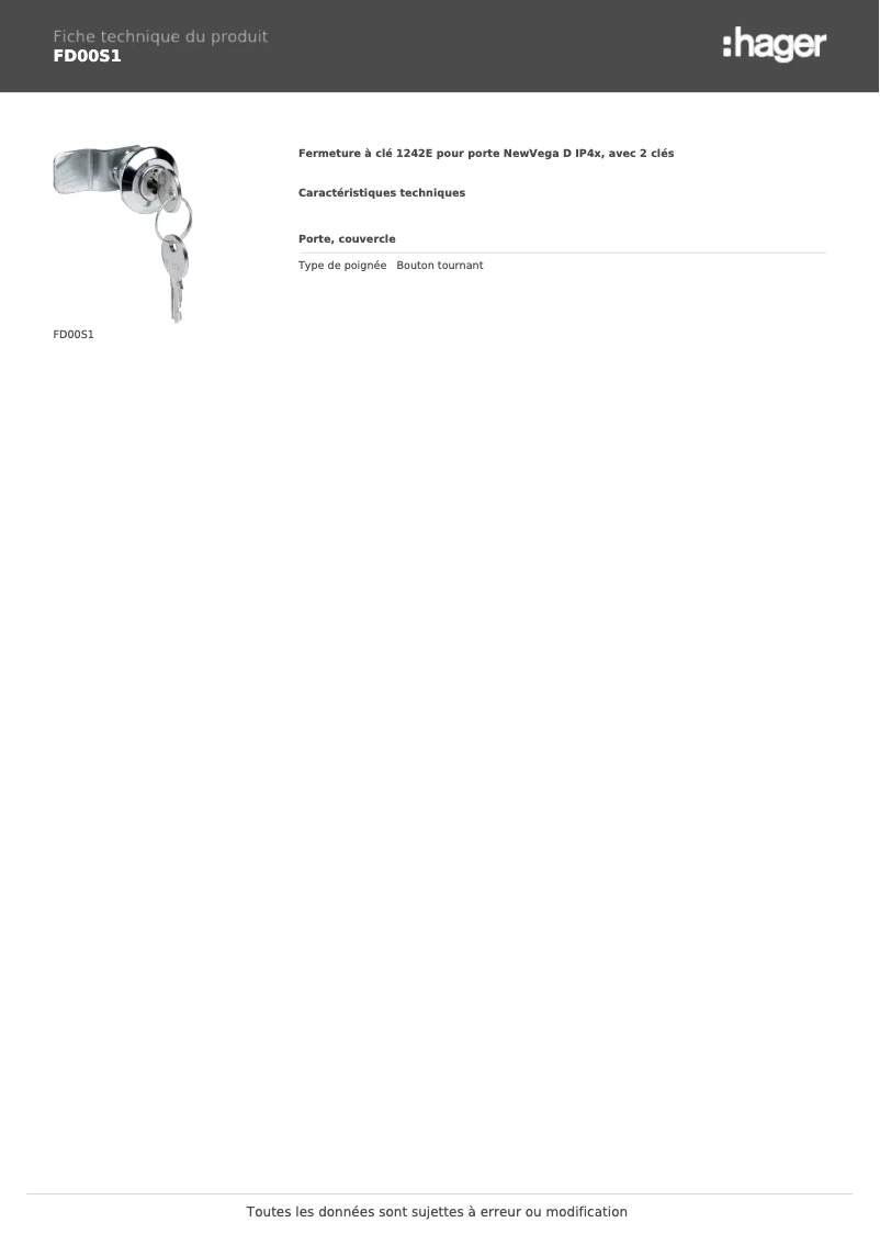 First page image of the manual for FD00S1