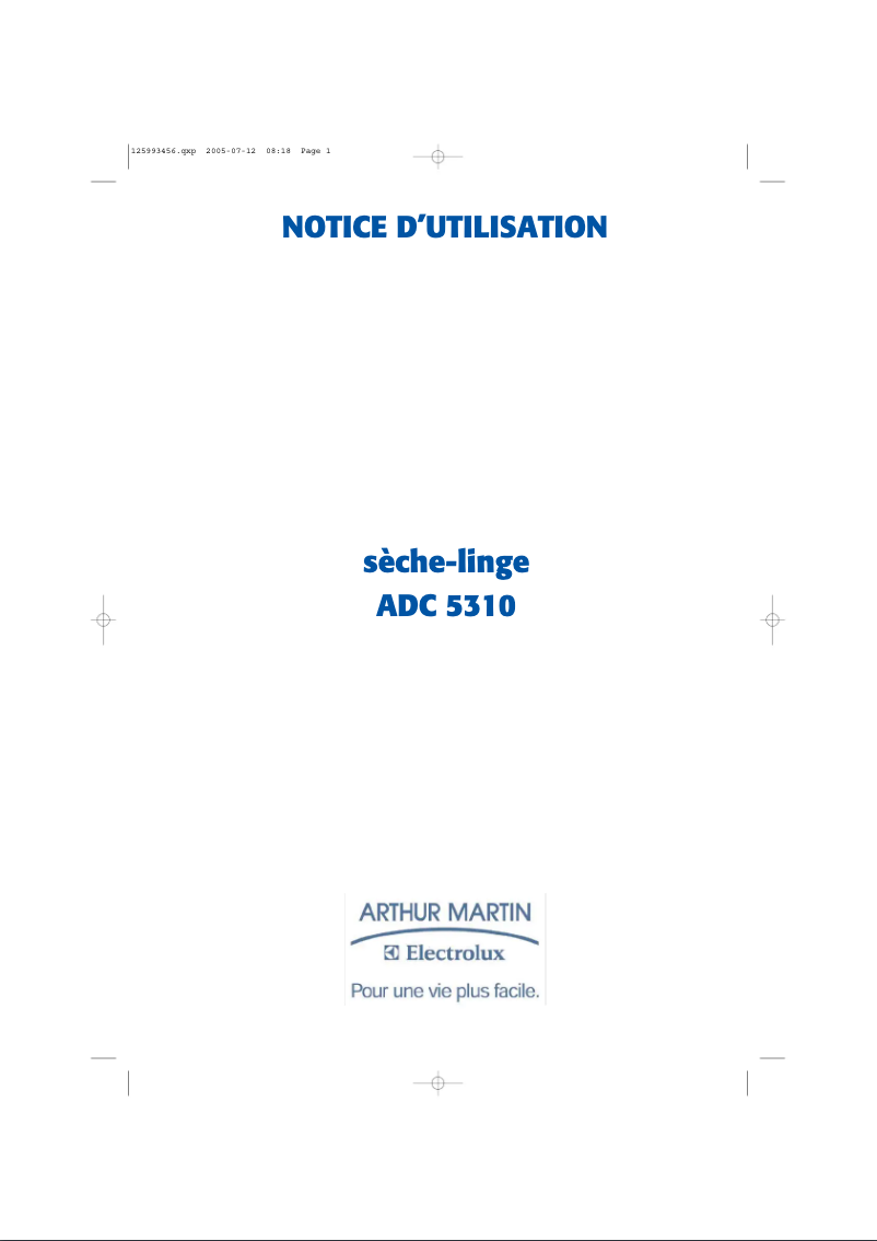 Page 1 of the manual User Manual Arthur Martin-Electrolux ADC 5310