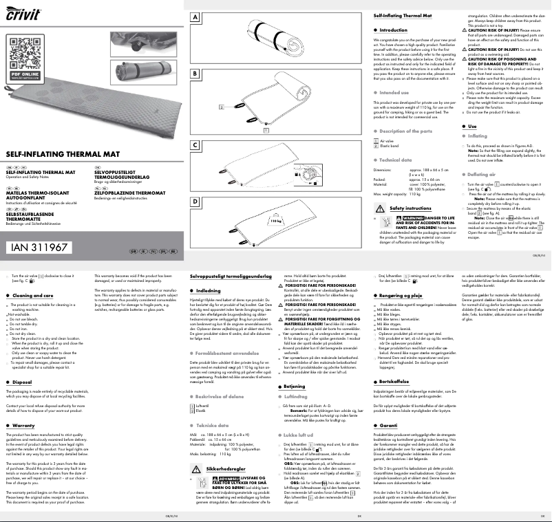 First page image of the manual for IAN 311967