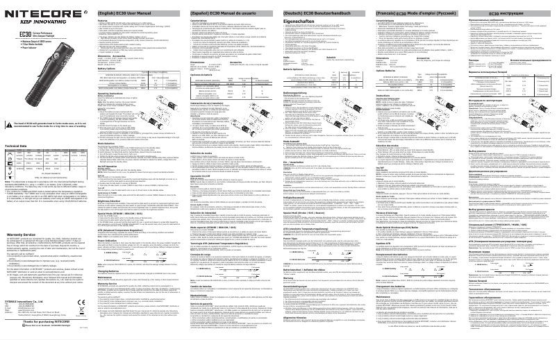 Page 1 of the manual User Manual Nitecore EC30