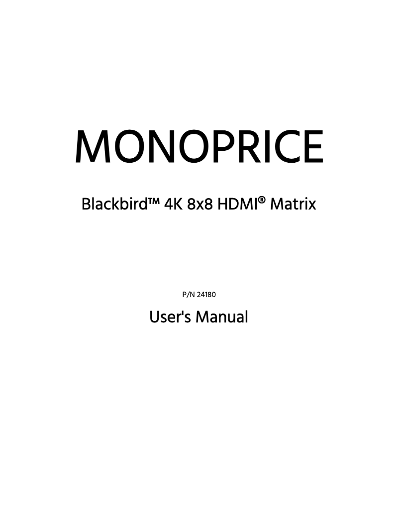 Page 1 de la notice Manuel utilisateur Monoprice 24180