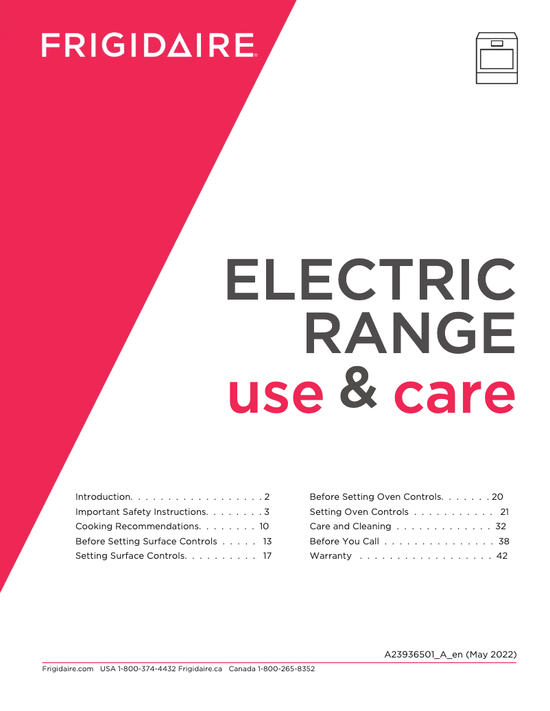 First page image of the manual for FCFE3083AS