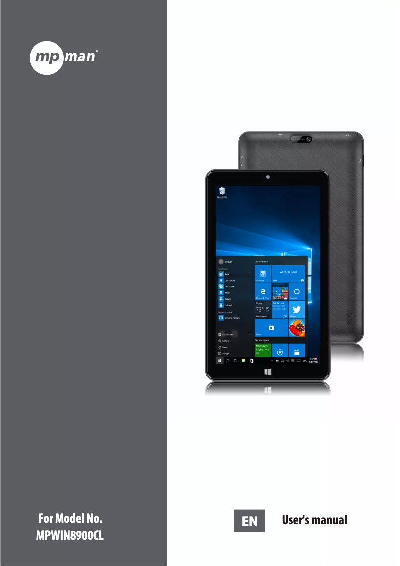 Image de la première page du manuel de l'appareil MPWIN8900CL