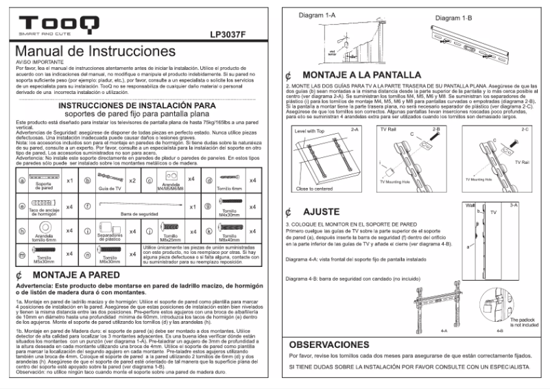 First page image of the manual for LP3037F