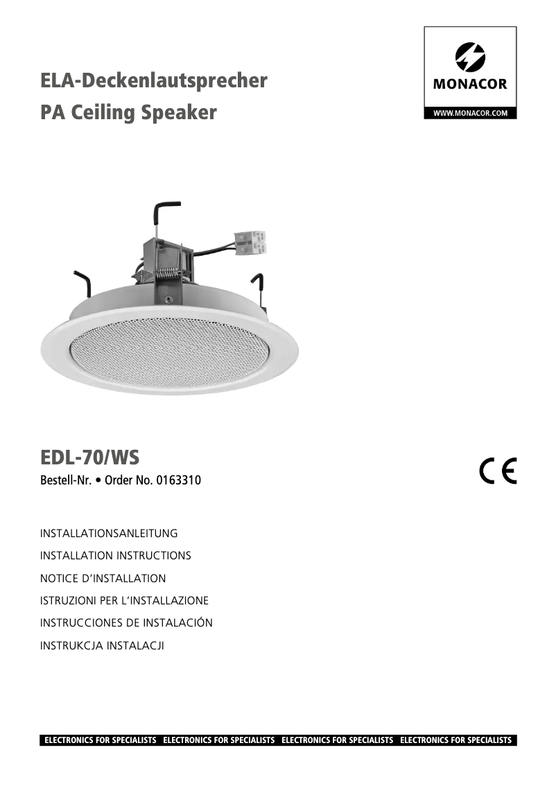 First page image of the manual for EDL-70/WS