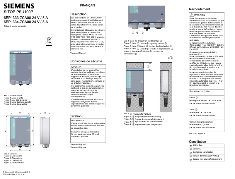 First page image of the manual for SITOP PSU100P