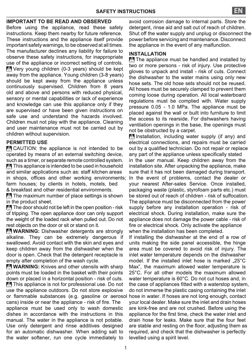 Page 1 of the manual Installation Guide Whirlpool WCIO 3T341 PE