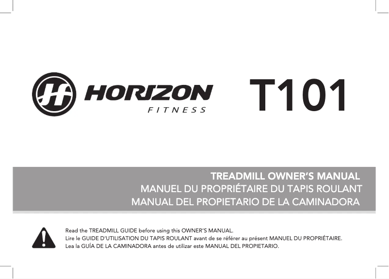 Page 1 de la notice Manuel utilisateur Horizon Fitness Go T101