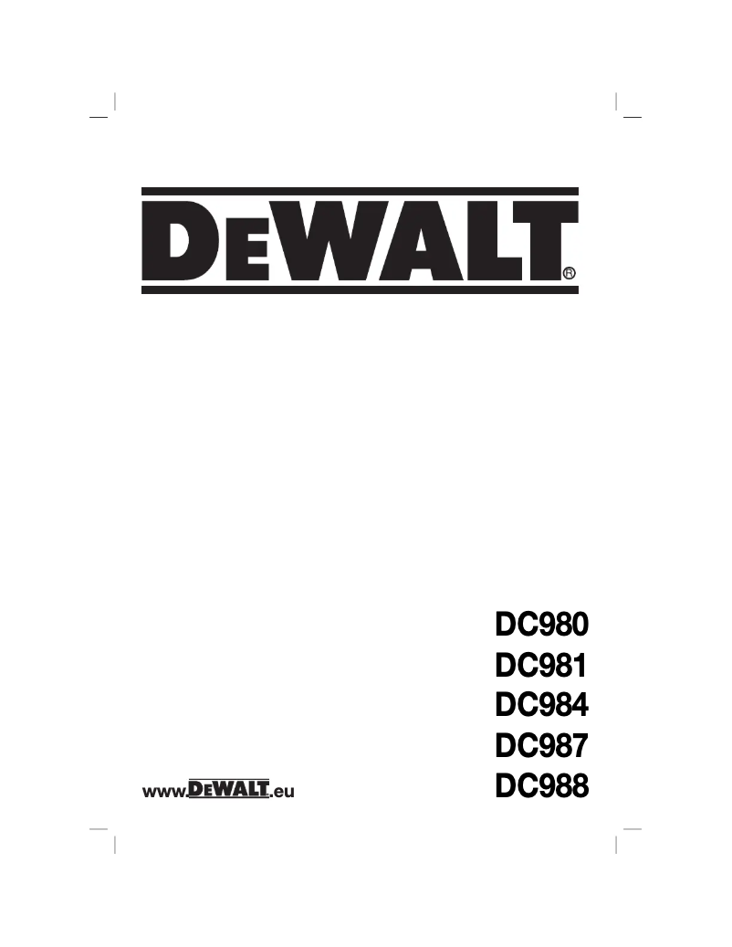 Page 1 of the manual User Manual DeWalt DC988