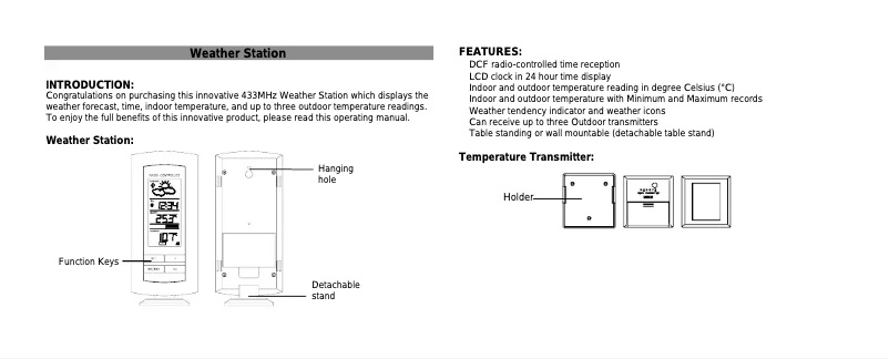 Page 1 of the manual User Manual Techno Line WS 7208