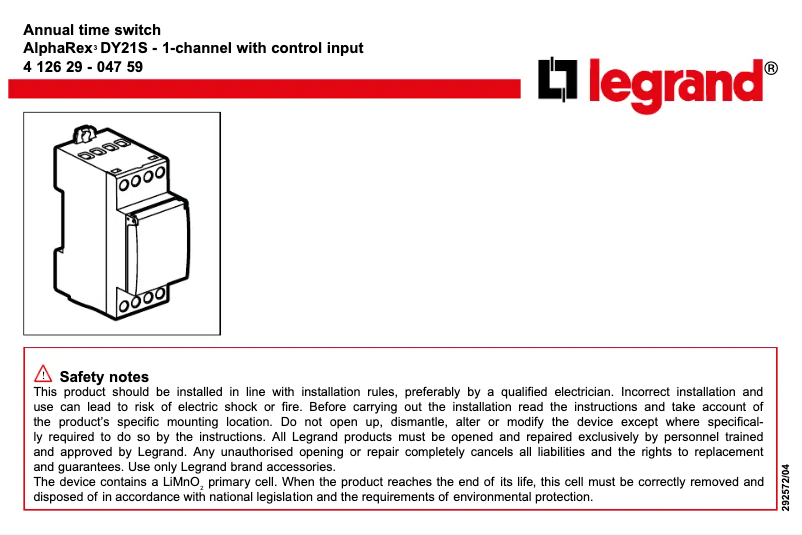 First page image of the manual for AlphaRex DY21