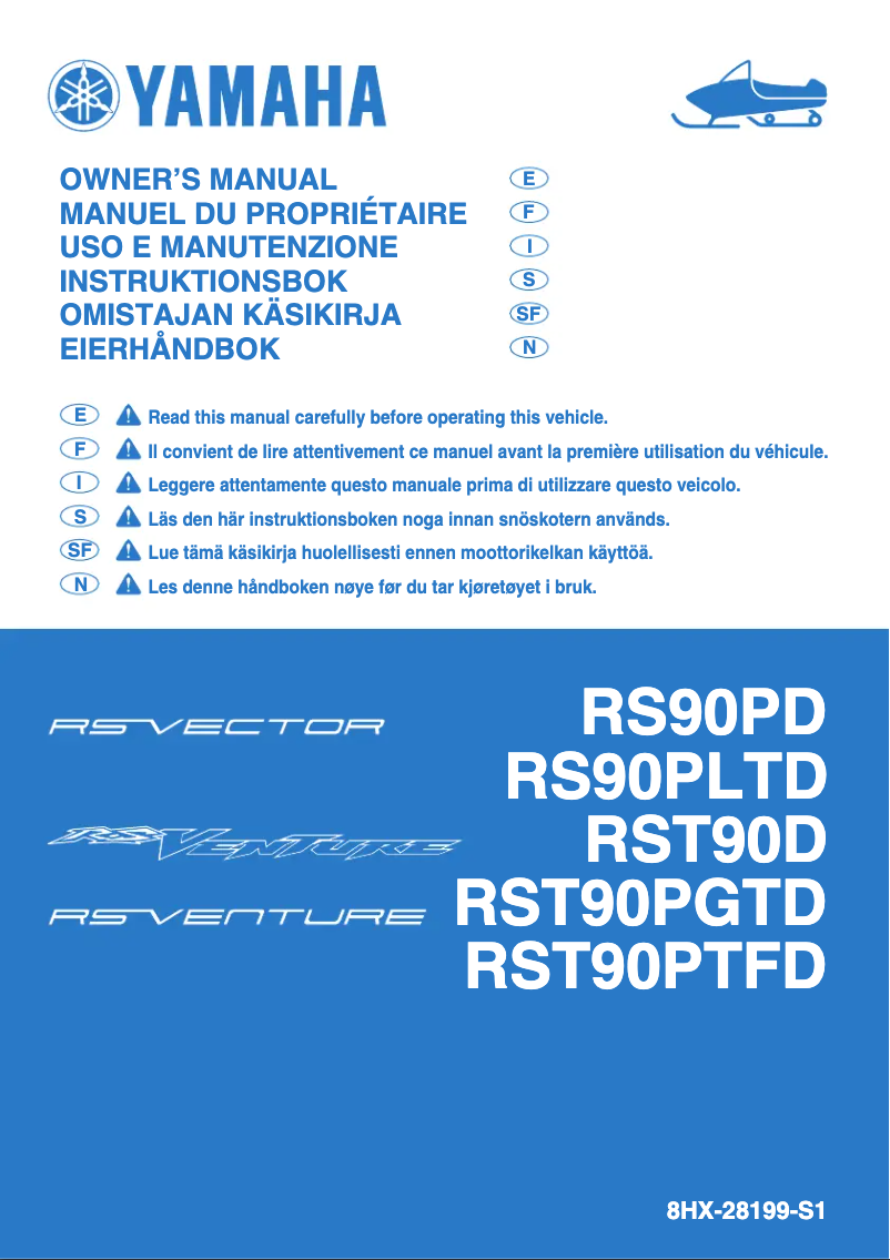 First page image of the manual for RS Venture GT (2013)