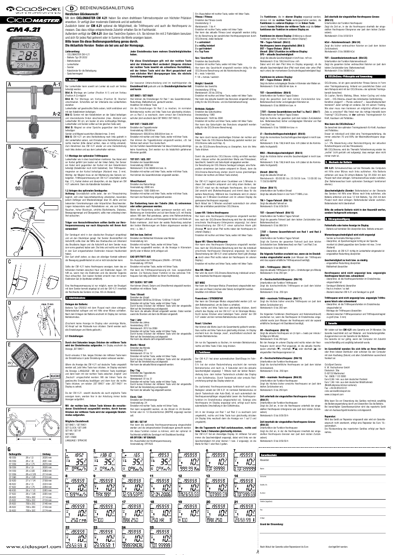 Page 1 of the manual User Manual Ciclo Master CM 4.21