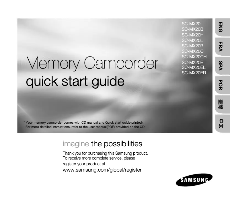 First page image of the manual for SC-MX20H