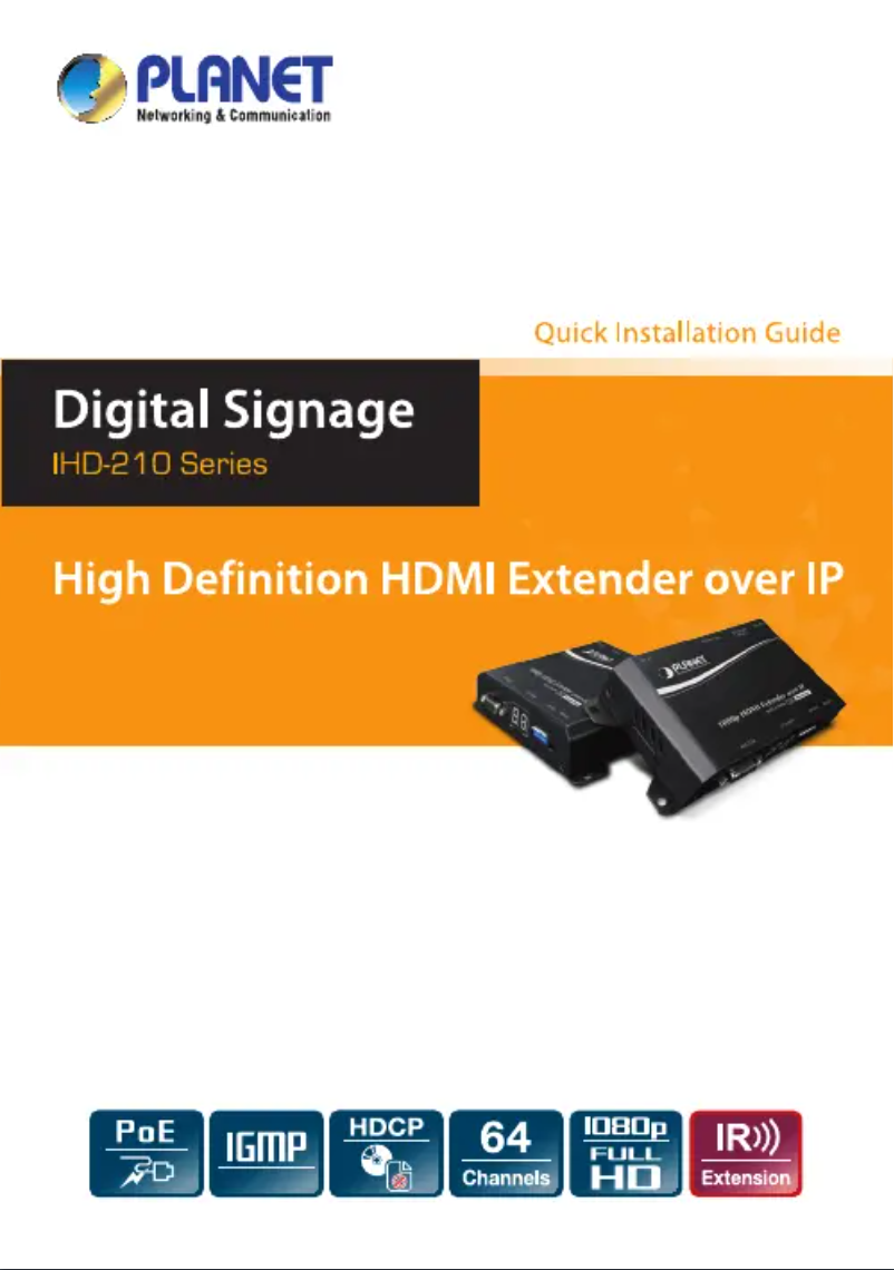 Page 1 of the manual User Manual Planet IHD-210PR