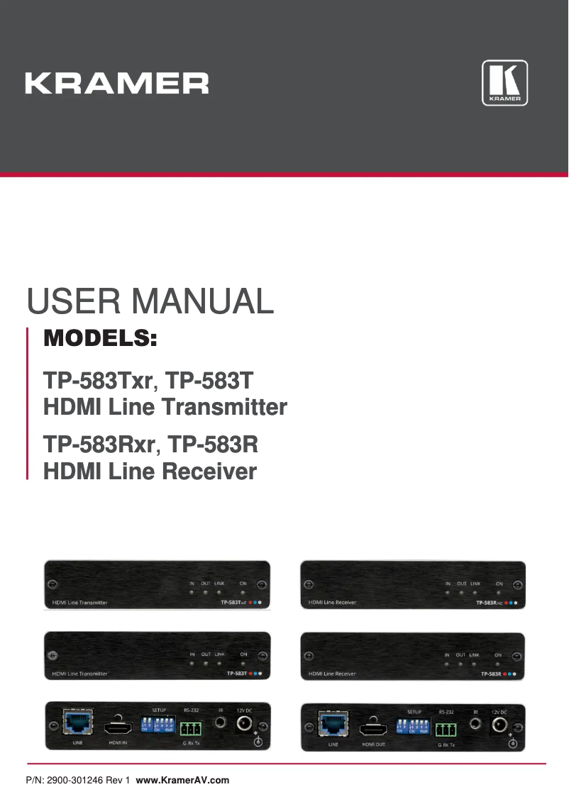 Page 1 of the manual User Manual Kramer TP-583R